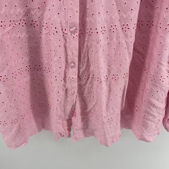 Women's Torrid Plus Size 3X Pink Eyelet Button Down Blouse - Picture 6 of 8
